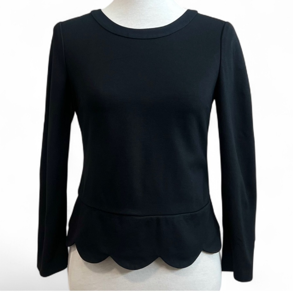 Kate Spade Black Scallop Hem Blouse